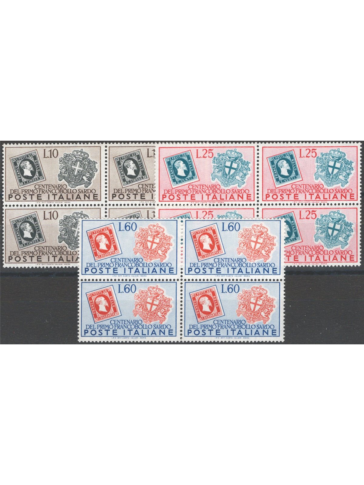 Italia 1951 Sardegna serie n° 672/74 in quartina Cat. € 105 (**)