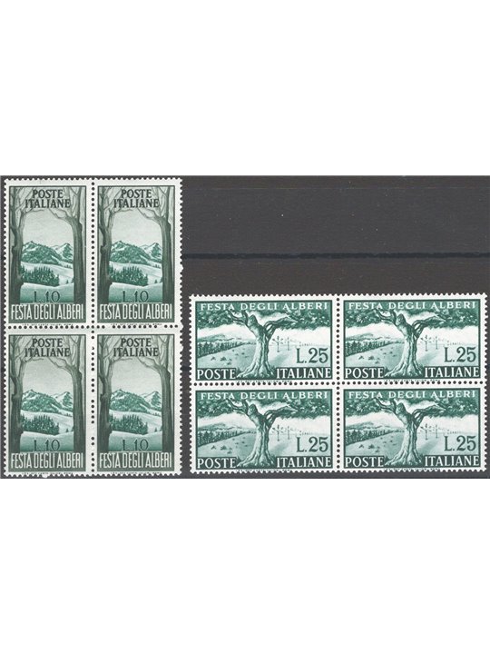 Italia 1951 Alberi serie n° 680/81 in quartina Cat. € 50 (**)