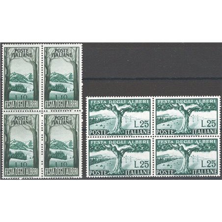 Italia 1951 Alberi serie n° 680/81 in quartina Cat. € 50 (**)