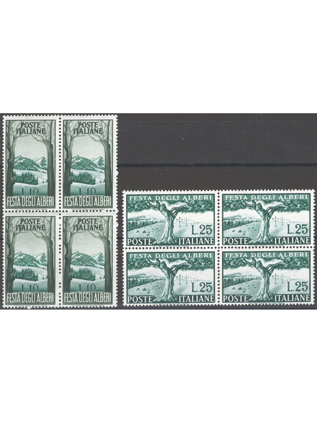 Italia 1951 Alberi serie n° 680/81 in quartina Cat. € 50 (**)