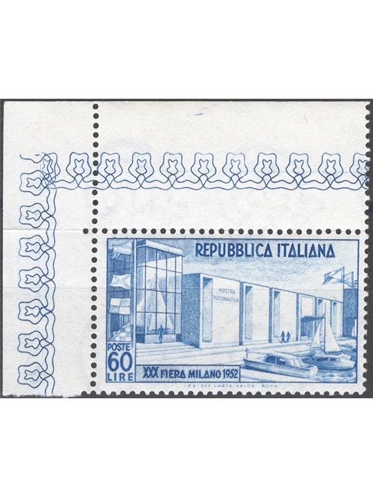 Italy 1952 Milan Fair 60 £ light blue no. 685 sheet corner Cat. €70 (**)