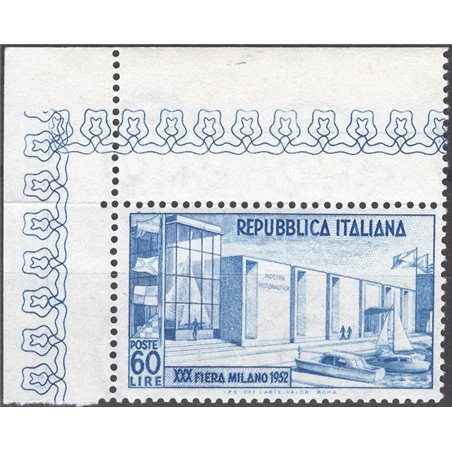 Italy 1952 Milan Fair 60 £ light blue no. 685 sheet corner Cat. €70 (**)