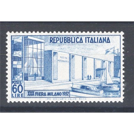 Italia 1952 Fiera di Milano 60 £ azzurro n° 685a dent. 14x13¾ Cat. € 80 (**)