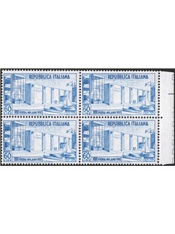 Italy 1952 Milan Fair 60 £ light blue No. 685 in block of four CiBaFil certificate Cat. € 300 (**)
