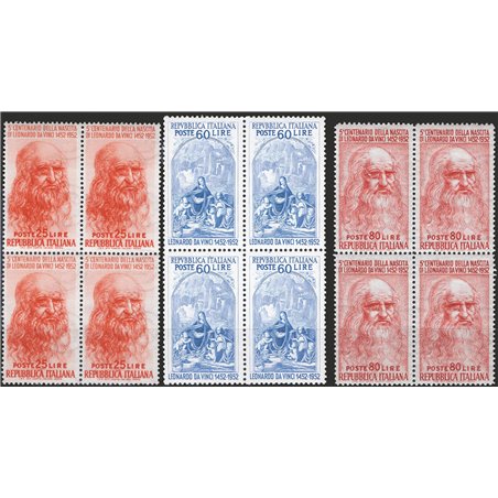 Italy 1952 Leonardo da Vinci series No. 686/88 in a block of four Cat. €150 (**)