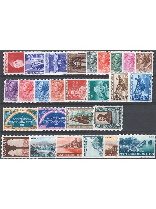 Italy 1953 Complete year set No. 706/32 Cat. €210 (**)