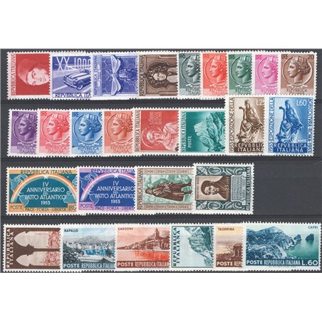 Italy 1953 Complete year set No. 706/32 Cat. €210 (**)