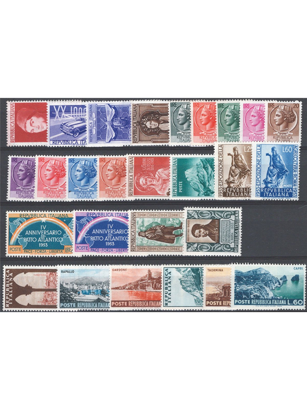 Italia 1953 Annata completa n° 706/32 Cat. € 210 (**)
