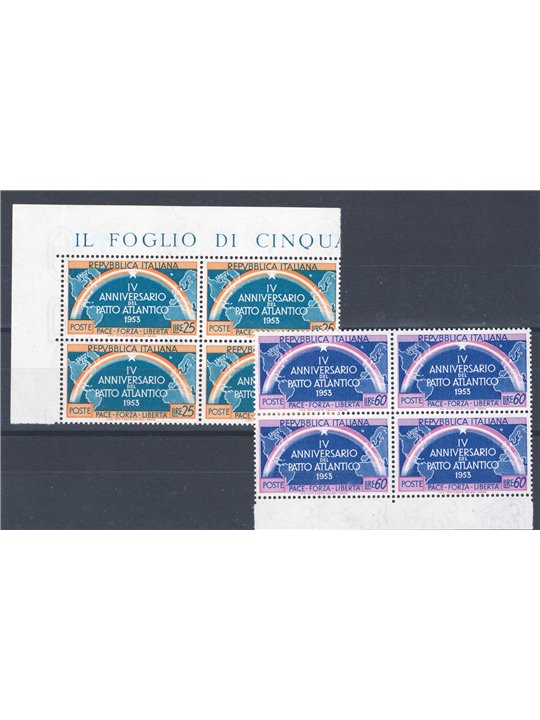 Italia 1953 Patto Atlantico serie n° 723/24 in quartina Cat. € 75 (**)