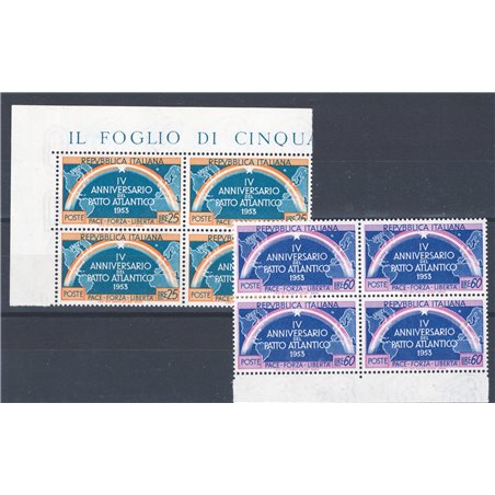 Italia 1953 Patto Atlantico serie n° 723/24 in quartina Cat. € 75 (**)