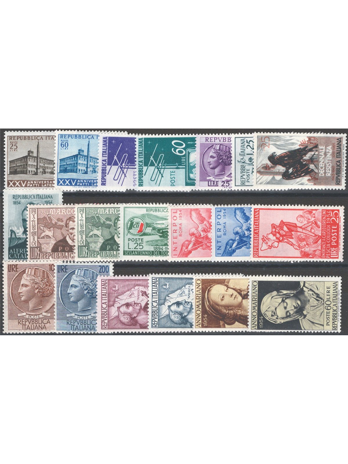 Italy 1954 Complete year series No. 733/52 Cat. €220 (**)