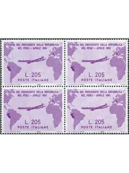Italy 1961 Gronchi Rosa 205 £ lilac-pink in block of four No. 921 Biondi certificate Cat. €8,000 (**)