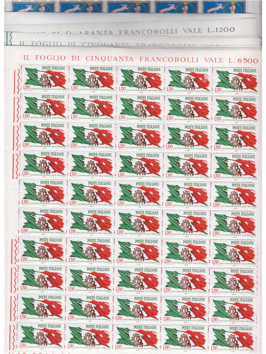 Italy 1965 Complete year in sheets No. 990/1011 Cat. €250 (**)