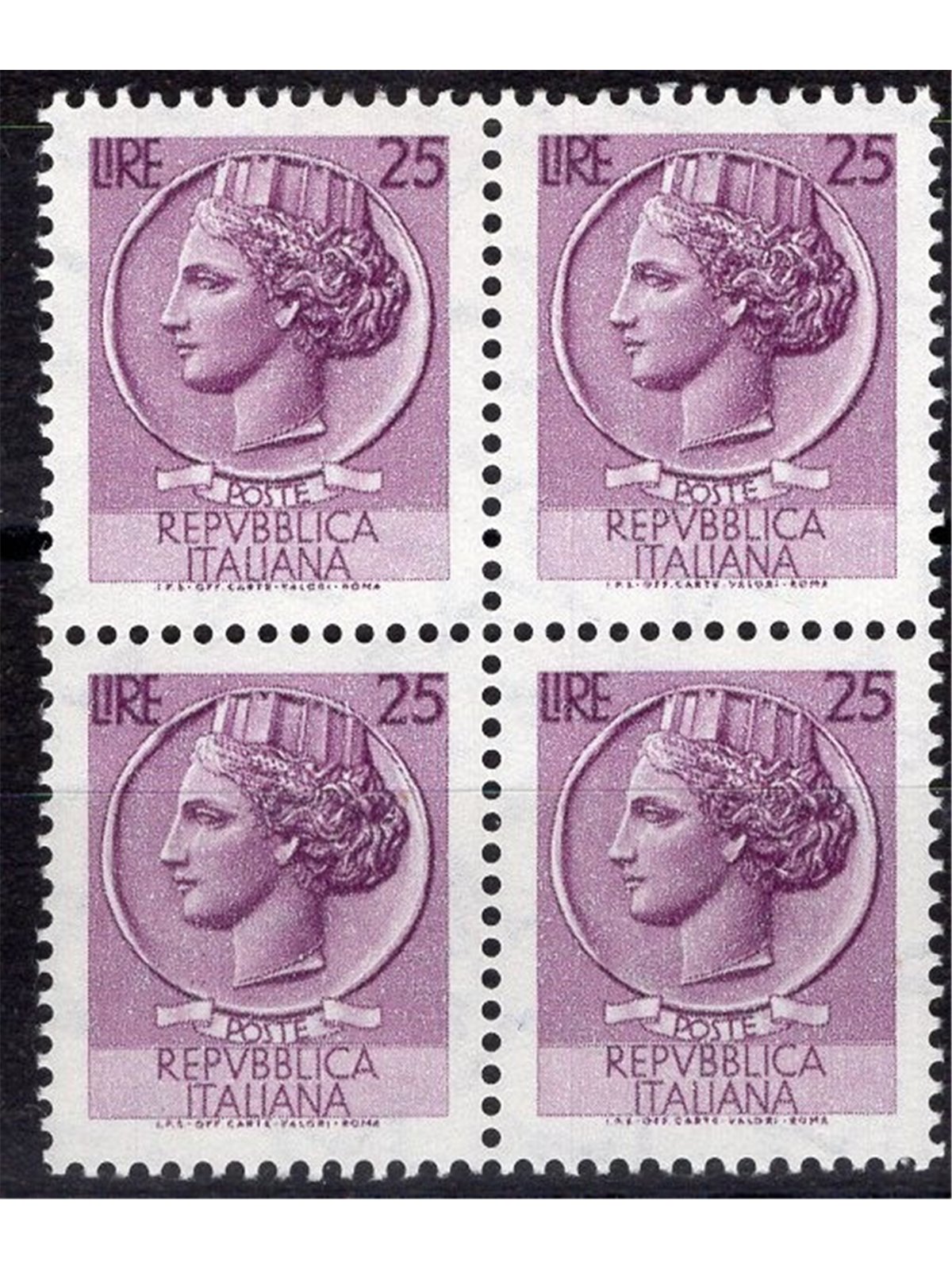 Italia 1970 Autostrade S.P.A. bustina in cellophane con quartina del 25 £ Siracusana usata come resto da 100 £ (**)