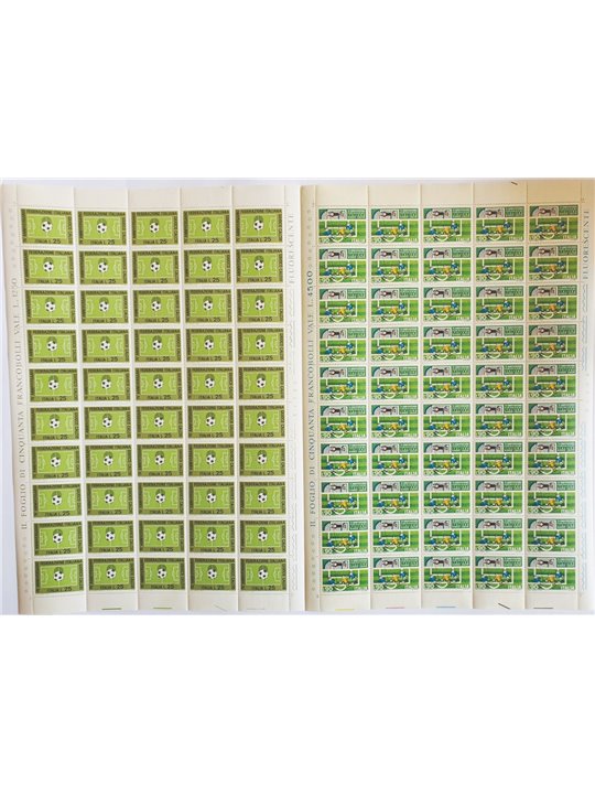 Italy 1973 75th Anniversary of the FIGC in unfolded sheets series No. 1212/13 (**)