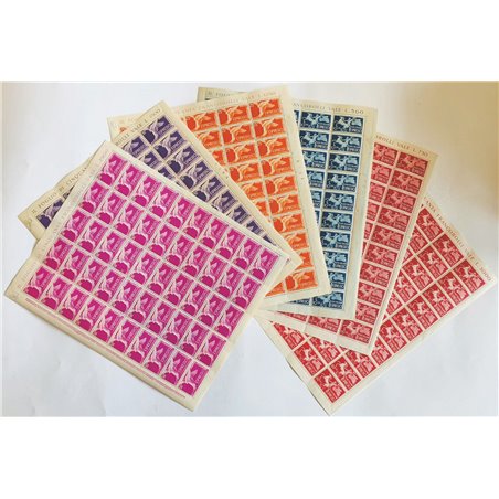 Italia 1945/52 Espressi Democratica serie n° 25/31 in fogli. Piccoli difetti di colla su 4 pezzi del 60 £ Cat. € 10.000++ (**)