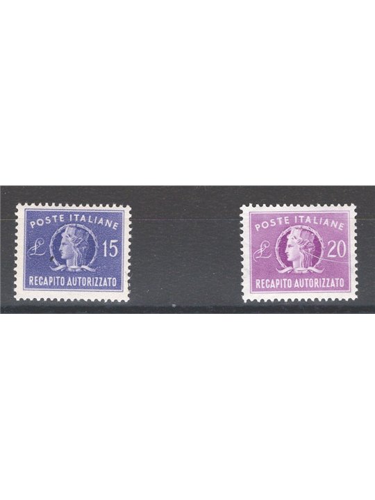 Italy 1949/52 Authorised Delivery ‘Italia Turrita’ small format series no. 10/11. Cat. € 110 (**)