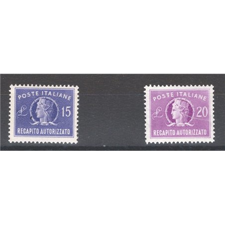 Italy 1949/52 Authorised Delivery ‘Italia Turrita’ small format series no. 10/11. Cat. € 110 (**)