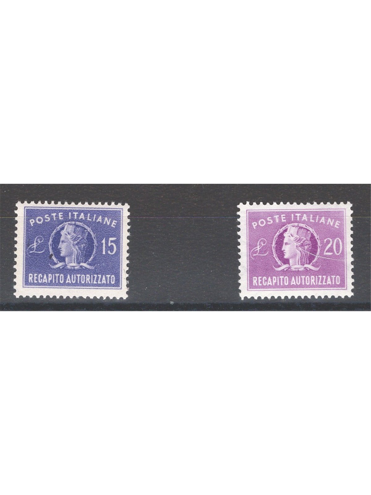 Italy 1949/52 Authorised Delivery ‘Italia Turrita’ small format series no. 10/11. Cat. € 110 (**)