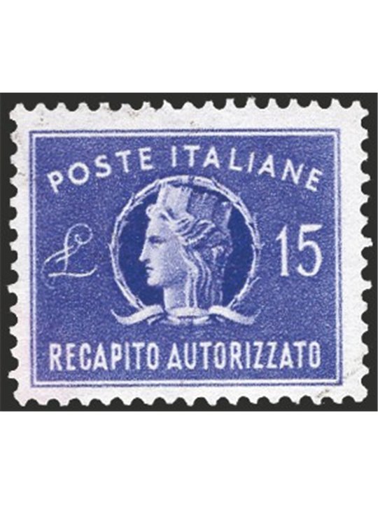 Italy 1958 Authorised Delivery ‘Italia Turrita’ small format 15 £ violet with ‘DB’ watermark position Sass. Spec. no. 3 Cat. €22