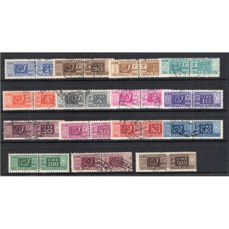 Italy 1946/51 Postal parcels series no. 66/80 certified by CiBaFil catalogue price €1,750 (U)