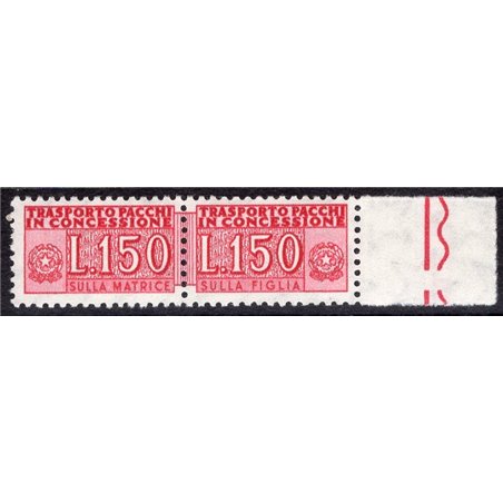 Italia 1966 Pacchi in concessione 150 £ su carta fluorescente n° 16A Cert. Giordani (**)