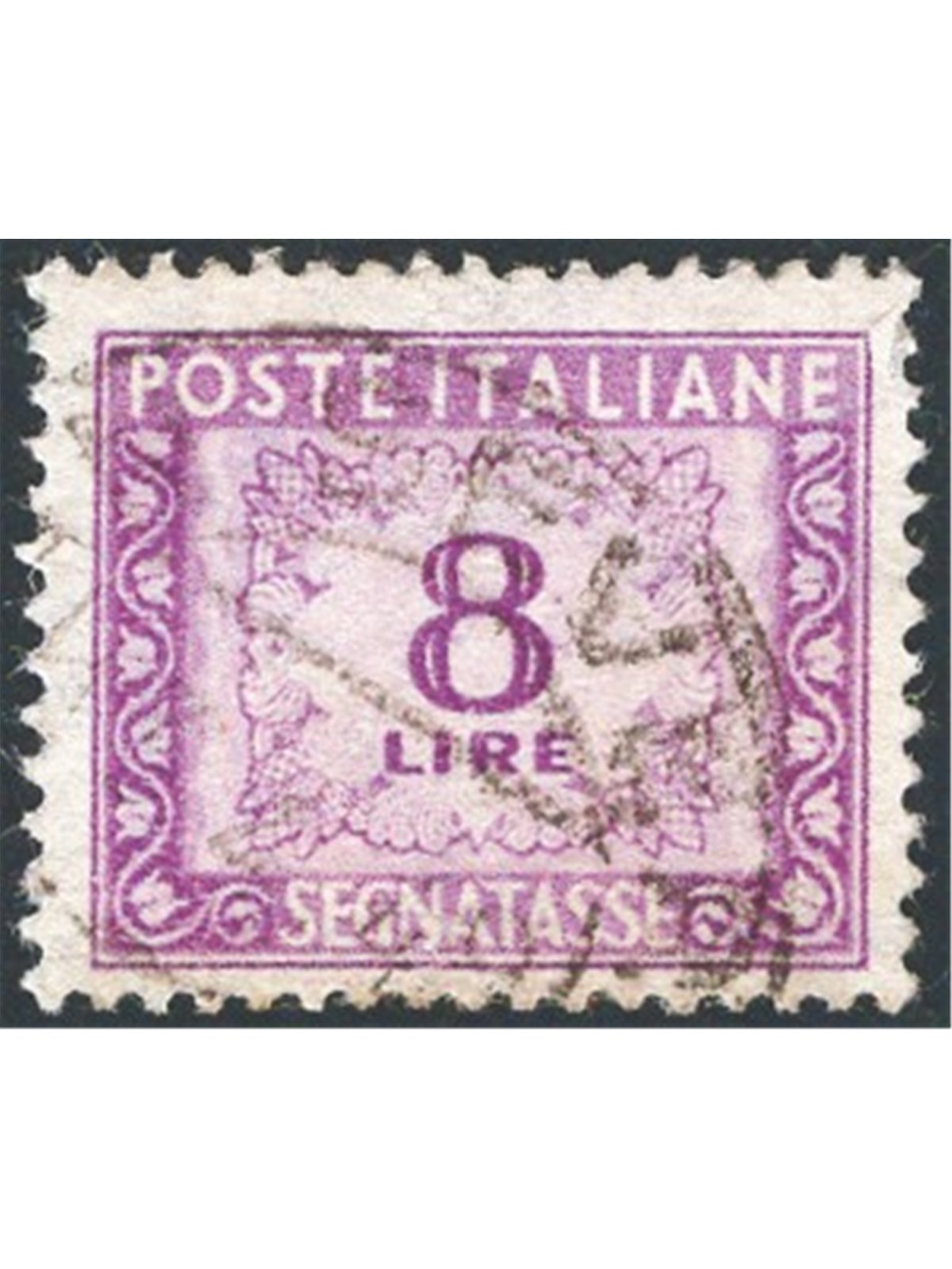 Italia 1956 Segnatasse 8 £ lilla con filigrana stelle n° 112 Cat. € 250 (U)