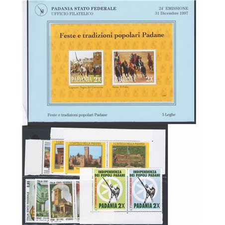Italy 1993/97 Lega Nord private issues: a set of issues from the period comprising the first issue booklet miniature sheet and 1