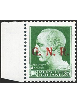 1943 RSI Imperiale 20 £ soprast. del 3° tipo n° 487/III Cert. Biondi Cat. € 16.500 (**)