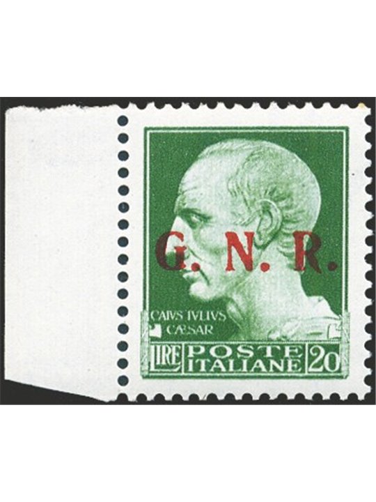 1943 Imperial RSI 20 £ overprint 3rd type no. 487/III Biondi Certificate Cat. €16,500 (**)