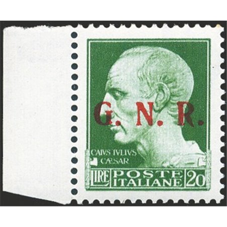 1943 RSI Imperiale 20 £ soprast. del 3° tipo n° 487/III Cert. Biondi Cat. € 16.500 (**)