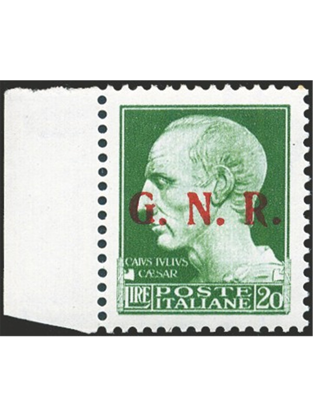 1943 Imperial RSI 20 £ overprint 3rd type no. 487/III Biondi Certificate Cat. €16,500 (**)