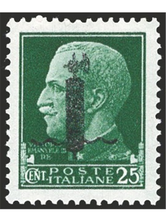 1944 RSI Imperial 25 c. green with black overprint type ‘l’ No. 490A. Signed Raybaudi Cat. €250 (**)