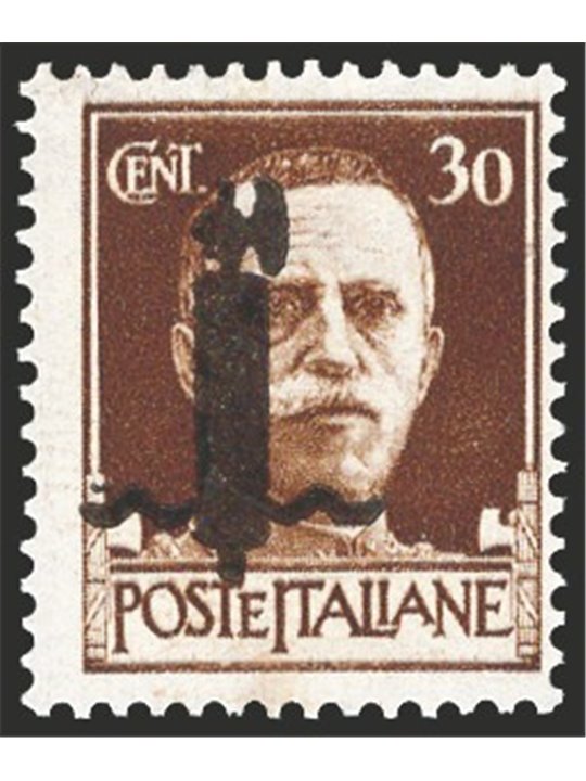 1944 RSI Imperiale 30 c. bruno con soprast. tipo "l" in nero n° 492A Cat. € 250 (**)