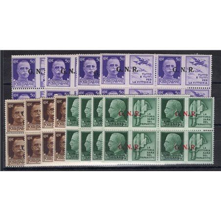 1944 RSI Propaganda di guerra con soprast. Verona serie n° 13/24. in quartina. Firm. Raybaudi Cert. CiBaFil Cat. € 3.750 (**)