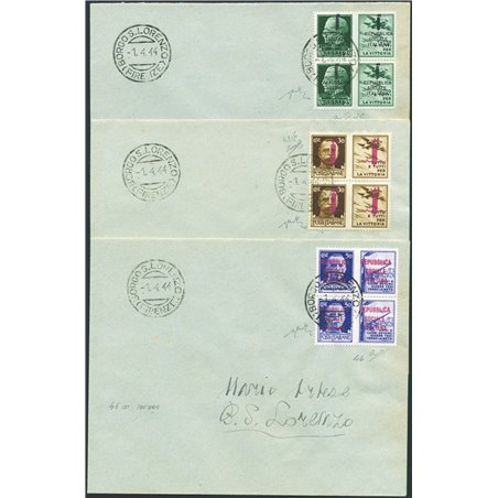 1944 RSI Propaganda di guerra eccezionale lotto 16 buste affr. serie in coppia