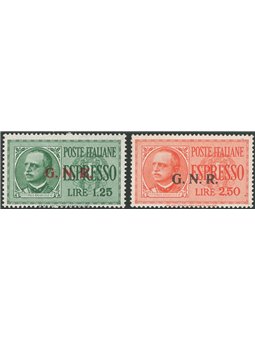 1943/44 RSI Espressi soprast. di Verona del 2° tipo serie n° 19II/20II. Firm. Raybaudi Cert. Apicella Cat. € 650 (**)