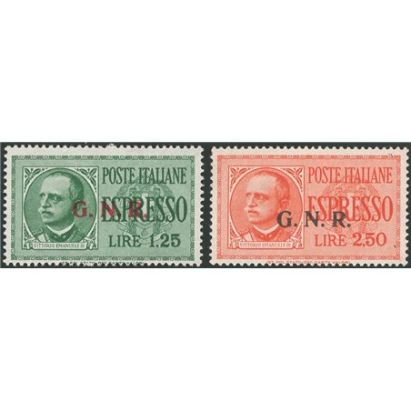 1943/44 RSI Espressi soprast. di Verona del 2° tipo serie n° 19II/20II. Firm. Raybaudi Cert. Apicella Cat. € 650 (**)