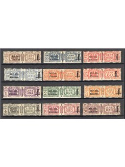 1944 RSI Pacchi postali serie n° 36/47. Firm. ED Cert. Biondi Cat. € 3.750 (**)