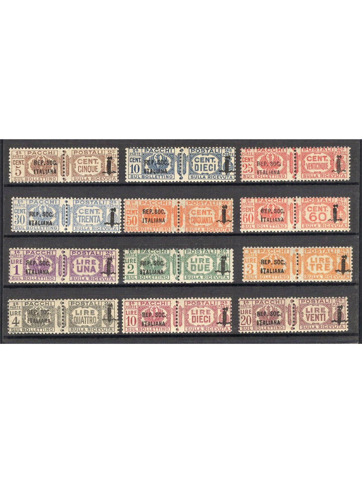 1944 RSI Parcel Post series no. 36/47. Signed ED. Biondi cert. Cat. €3,750 (**)