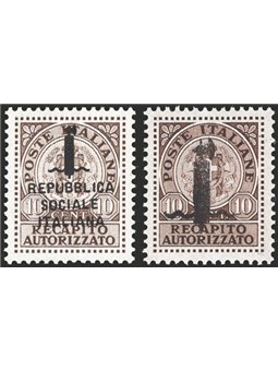 1944 RSI Authorized Delivery with overprint type “k” and “l” series no. 3A/3B. Signed G. Oliva Raybaudi. CiBaFil cert. Cat. €1,5