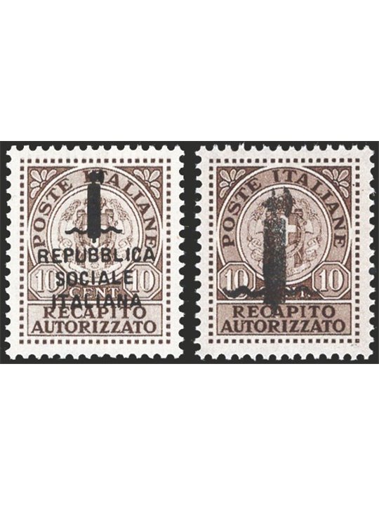 1944 RSI Authorized Delivery with overprint type “k” and “l” series no. 3A/3B. Signed G. Oliva Raybaudi. CiBaFil cert. Cat. €1,5