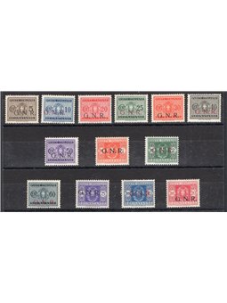 1944 RSI Segnatasse soprast. G.N.R. di Verona serie n° 47/59. Varie firme Cert. CiBaFil Cat. € 1.600 (*)