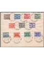 1944 RSI lettera filatelica non indirizzata affrancata con segnatasse con soprast. di Brescia del 1° tipo tutti tranne 1 £ aranc