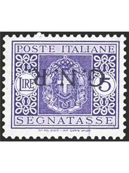 1944 RSI Postage due 5 £ violet with G.N.R. Verona overprint no. 57a. Signed AD Raybaudi Biondi Cert. Apicella Cert. Apicella Ca