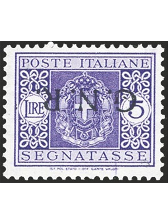 1944 RSI Segnatasse 5 £ violetto con soprast. G.N.R. di Verona n° 57a. Firm. AD Raybaudi Biondi Cert. Apicella Cert. Apicella Ca
