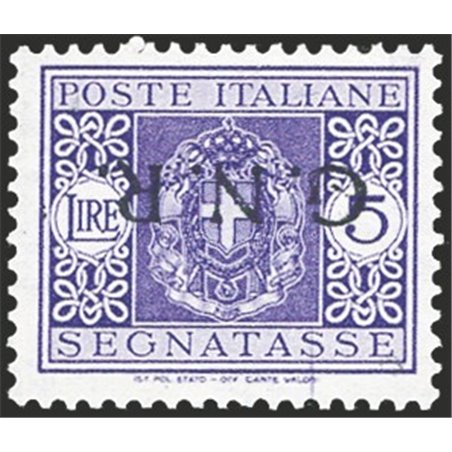 1944 RSI Postage due 5 £ violet with G.N.R. Verona overprint no. 57a. Signed AD Raybaudi Biondi Cert. Apicella Cert. Apicella Ca