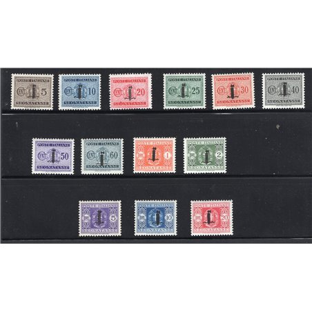 1944 RSI Segnatasse soprast. n° 60/72. Firm. Chia Cert. CiBaFil Cat. € 1.150 (**)