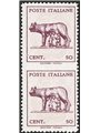 1944 Luogotenenza Lupa 50 c. in coppia verticale senza filigrana non dent. al centro n° 515Aac Cert. Biondi Cat. € 1.100 (**)