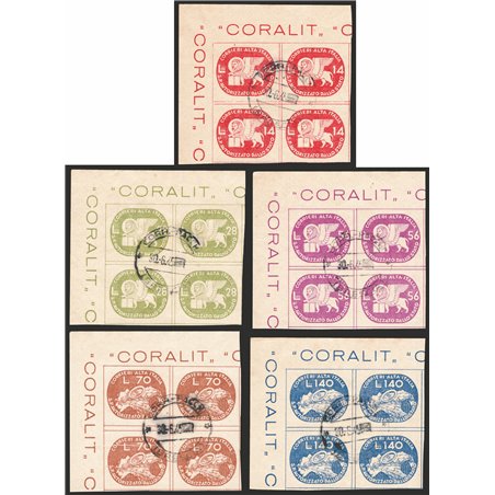 1945 Lieutenantship Coralit Lion of St. Mark with Brescia cancellations on the last day of validity series no. 3/7 in a corner b